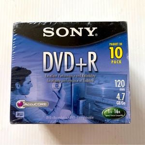 Sony DVD+R 10 Pack Discs and Jewel Cases 120 min 4.7 GB 1X-16X Speed Recordable